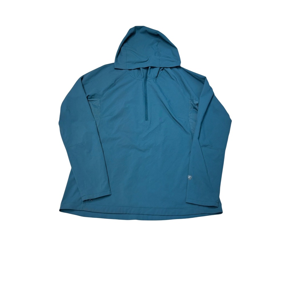 Kuhl Bandita Series Womens Teal Blue Quarter Zip Hooded Pullover Hiking M 8453